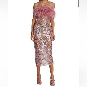 COPY - Bronx and Banco Coco x Afiya Feathered Sequin Midi Dress